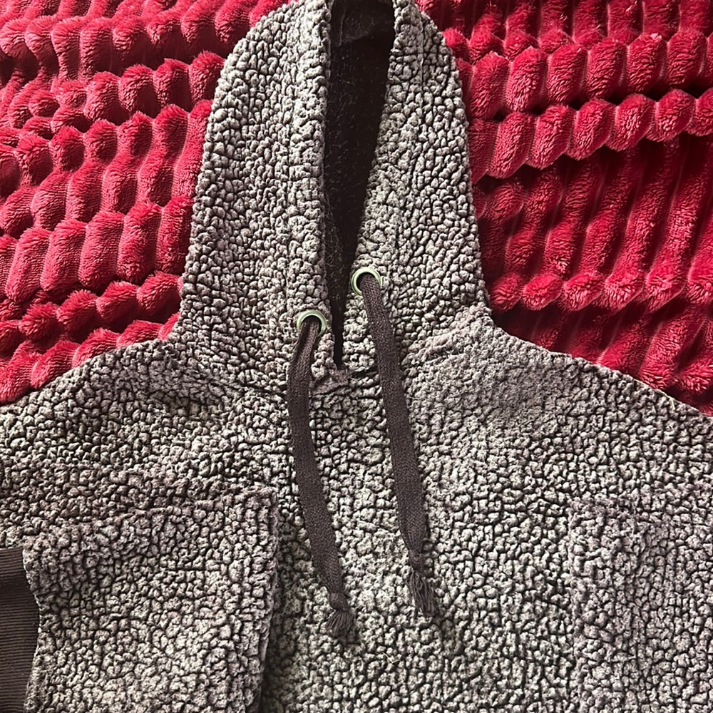 Purple Fuzzy Drawstring Hoodie